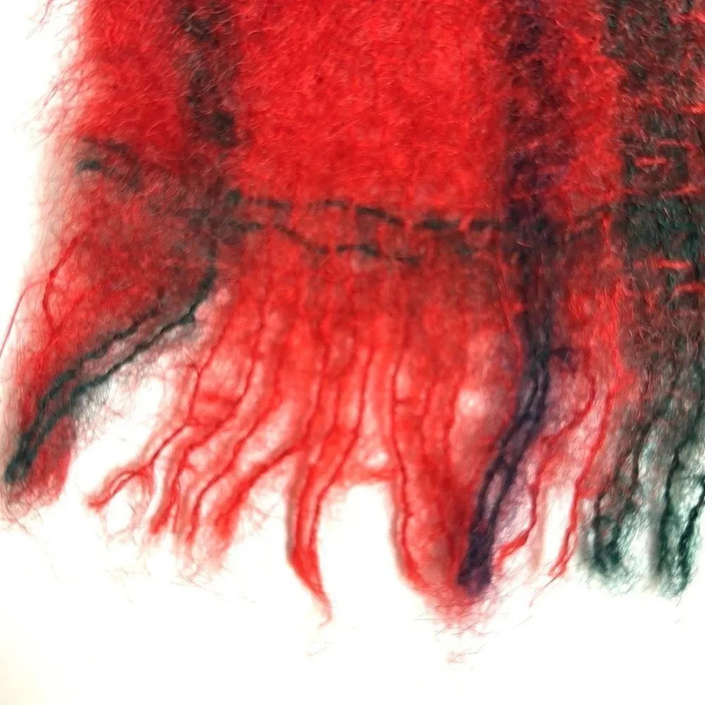 Highlands Vintage Mohair Scarf Red Plaid made in Scotland Men’s Women’s